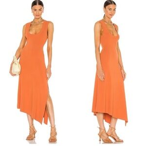 ALC Cherrie asymmetrical hem maxi midi dress orange crew scoop neck tank top